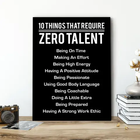 Zero To Talent Poster, 1 Count Wooden Framed Canvas, Motivational Poster, Modern Art, Fashion Decoration, Modern Home Decor, Aesthetic Wall Decor, Living Room Bedroom Decoration, Office Mural, Ornaments, Decoration Items