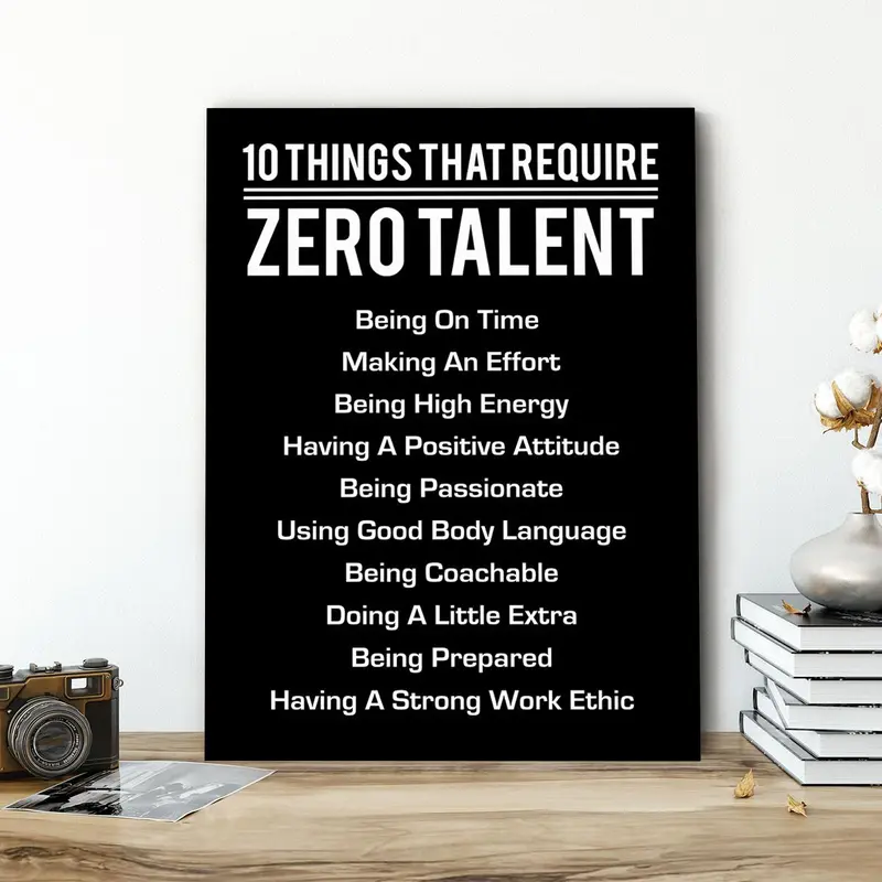 Zero To Talent Poster, 1 Count Wooden Framed Canvas, Motivational Poster, Modern Art, Fashion Decoration, Modern Home Decor, Aesthetic Wall Decor, Living Room Bedroom Decoration, Office Mural, Ornaments, Decoration Items