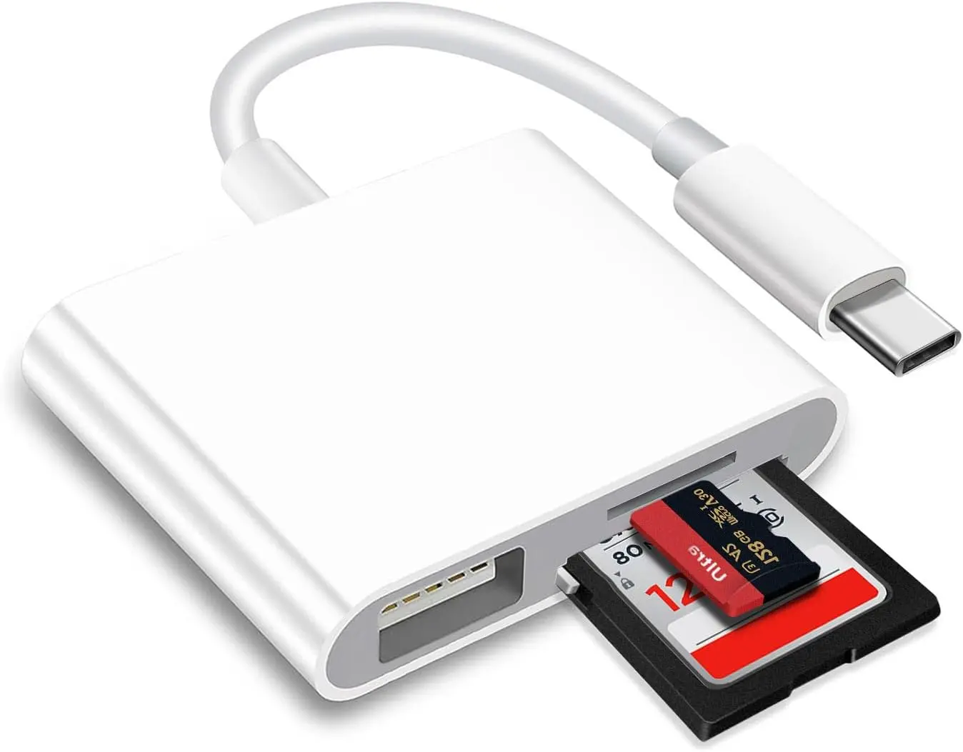 USB C SD Card Adapter, Type C Trail Camera  SD Card Reader, 3 in 1 USB C to USB Memory Card Adapter for  Pad Pro MacBook Pro and More UBC C Devices- C4-B3