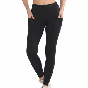 Comfortable Black Yoga Pants with Side Pockets for Women's Fitness & Yoga Sessions