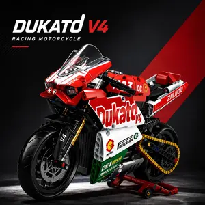 Ducati Building Block Motorcycle 1:8 Scale Puzzle Assembly Model High-Difficulty Toy for Boys and Girls Construction Set with Brick Wall Suit （Static Version）