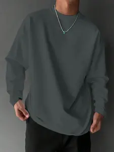 Men's Oversized Long Sleeve T-Shirt, Casual Plain Design for All Seasons, Essential Hip-Hop Style for Everyday Wear
