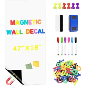 Dry-Erase Board for Walls, .2" x 17.5" Peel and Stick Whiteboard Wallpaper with  Accessories, Self-Adhesive   Board for  Room Wall  Office Classroom