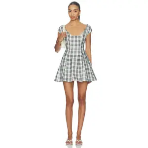 GUIZIO Leila Mini Dress in Green Plaid