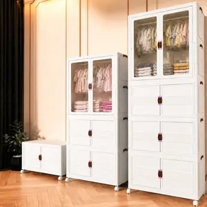 Aesthetic Space-Saving Foldable Plastic Wardrobe – Closet Organizer Storage Cabinet for Clothes, Bedroom & Home Organization