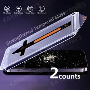 KAYKWONG'S 2 Counts Tempered Glass Screen Protector with Installation Tool, Anti-scratch Protection Phone Screen Protective Film, Phone Accessories Compatible with iPhone 17 16 15 14 13 12 11 Pro Max, Cover