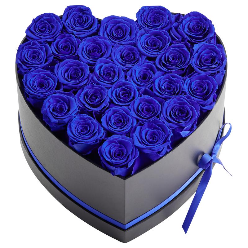 VEVOR Forever Flowers, 27 Preserved Roses in a Heart Shape Box, Eternal Flowers Immortal Bouquet Birthday Present for Women Her Wife Mothers, Anniversary, Valentine's Day,Christmas, Royal Blue