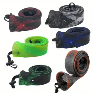 6 Pack Fishing Rod Sock Fishing Rod Sleeve Rod Cover Braided Mesh Rod Protector Pole Gloves Fishing Tools for Spinning Fishing Rod,Casting Rod,Musky Rod, Ice Rod, Fly Rod, Spey Rod