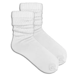 Panda White Slouch Socks - Elastic Womenswear, Ruffle Detail, Comfortable Fit, Ideal for Basic & Minimalist Styles