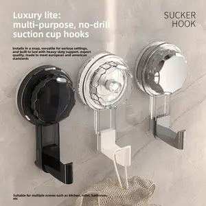 Bathroom Toilet Rotating Suction Cup Hook No Drilling Strong Load-bearing Vacuum No Trace Kitchen Door Back Wall Adhesive Hook