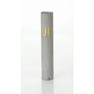 Gray Cement Gold Shin Mezuzah