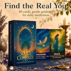 English Soul Compass Oracle Card Set, 80 Tarot Cards, Divination Tool, Guidance, Healing Toy, Spiritual Gift, Self-Reflection & Meditation Aid
