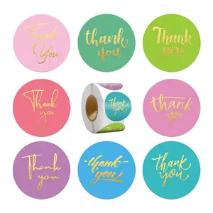 8-color gold-stamped ThankYou adhesive stickers Self Adhesive Labels 1inch gift packaging sealing labels