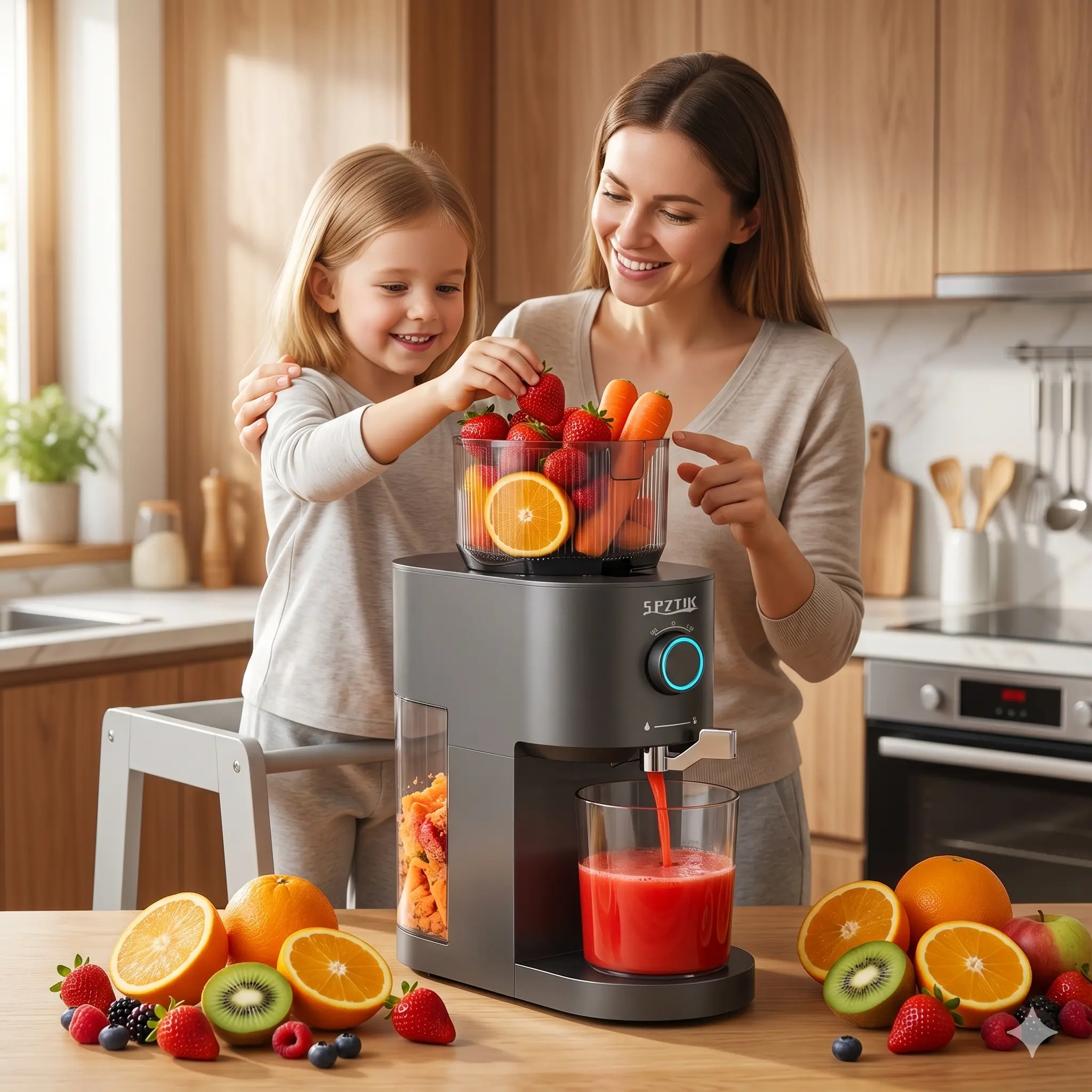 Cold Press Juicer, 5.12" Wide Feed Chute Juice Extractor Machine, High Juice Yield, Slow Masticating Juicer ，Dual Speeds Centrifugal Extractor Machines for Fruits And Veggies,, Easy to Clean