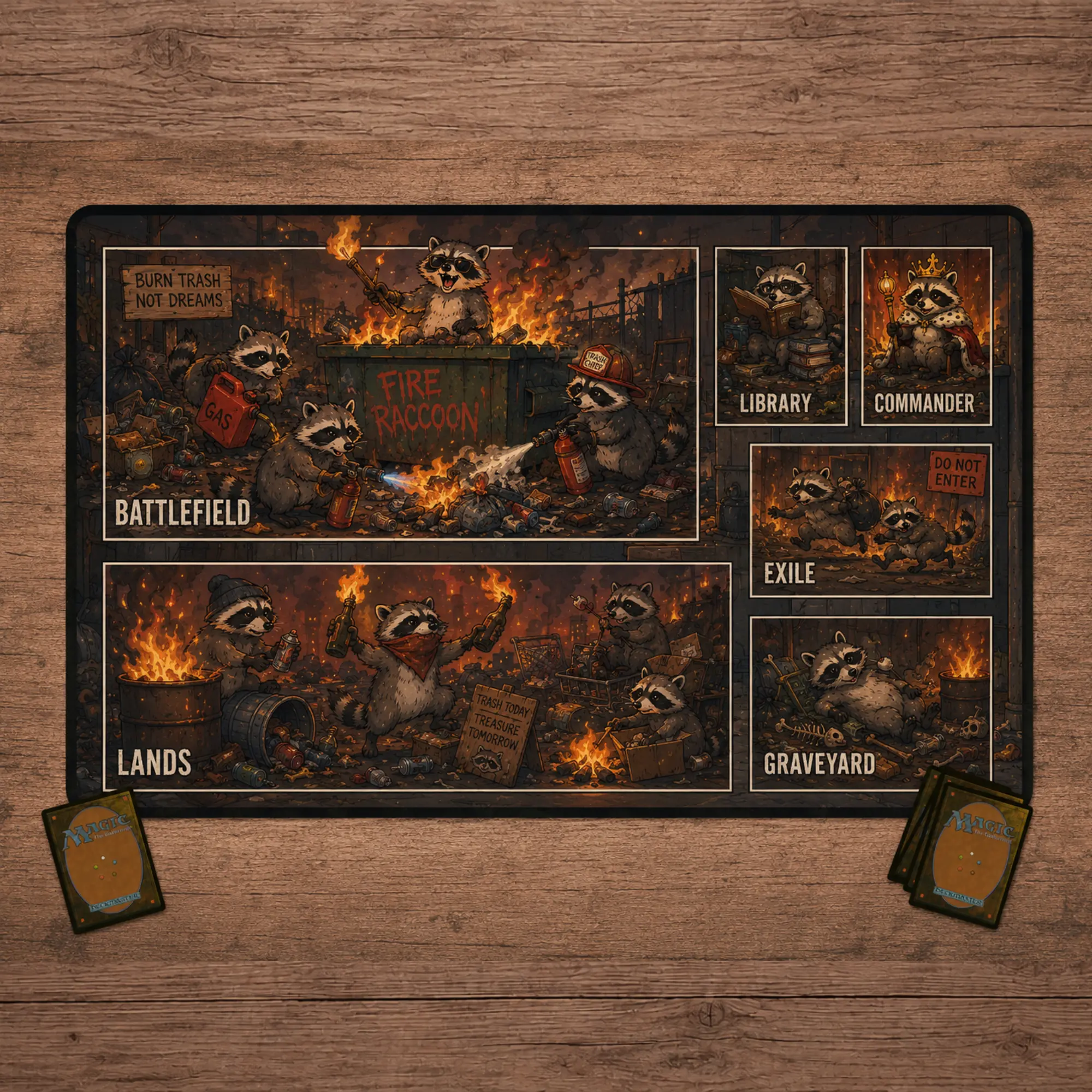 Raccoon Fire Chaos Magic the Gathering TCG Playmat Mouse Pad Computer Offices Mousepad Anti-slip Desk Mat