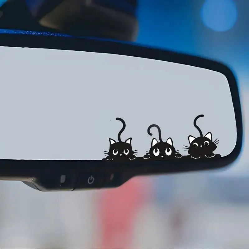 Cute Cat Pattern Car Rearview Mirror Sticker, Car Rearview Mirror Decal, Universal Car Exterior Decoration Accessories for Car, Truck, SUV