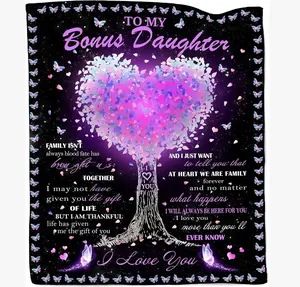 Bonus Daughter Blanket, Step Daughter Gifts from Stepmom Stepdad, to My Bonus Daughter Gifts from Stepmom, Gifts for Stepdaughter Throw Blanket