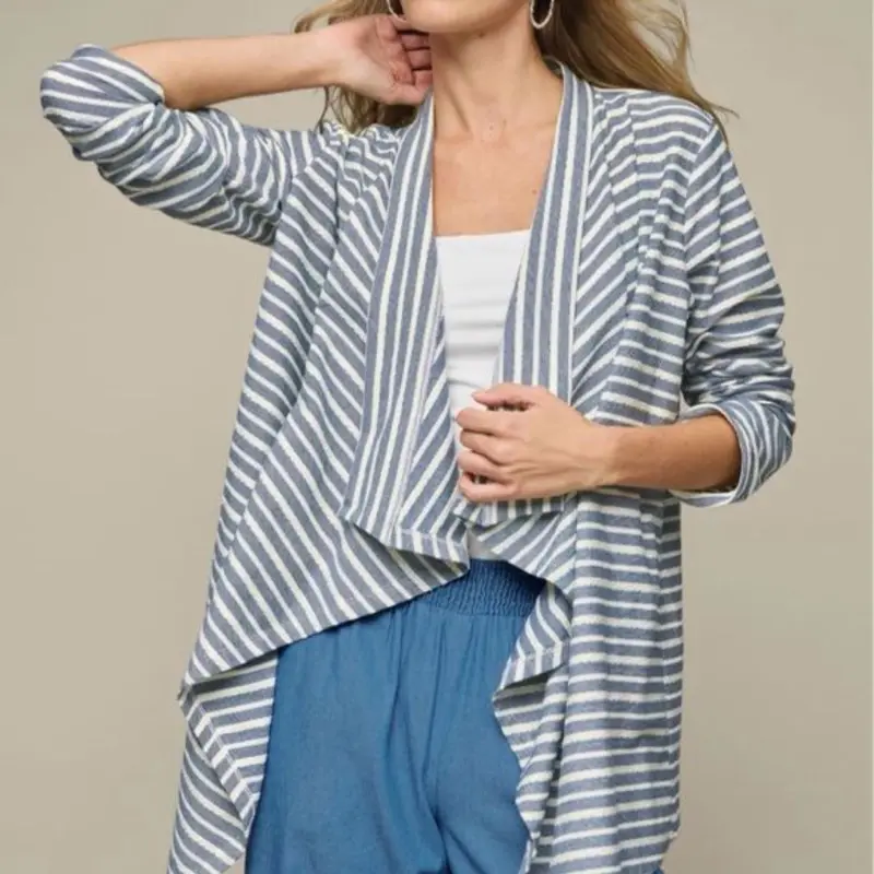 Textured-Stripe Cardigan (Size Small)