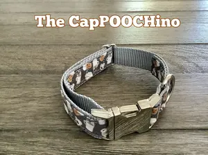 Handmade, Adjustable Dog Collar with Coffee