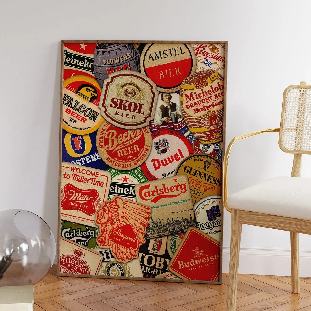 Types of Vintage Beer Brands Poster, Retro Brewery Art Print, Beer Wall Art, Bar Decor, Pub Wall Art, Printable Beer Art zz204