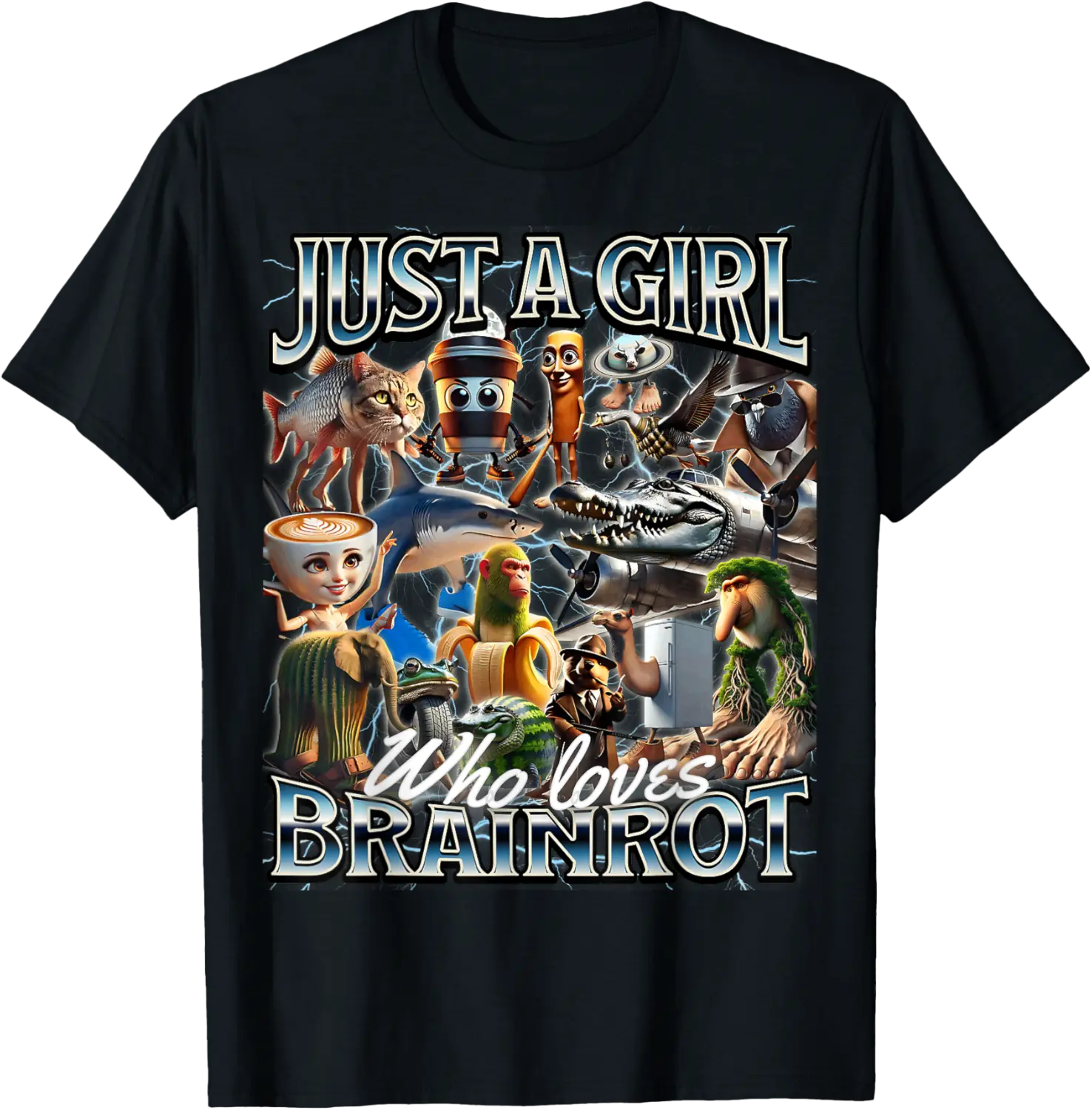 Just a Girl Who Love Brainrot - All Italian Brainrot Meme T-Shirt - Vanessaf Shop 27B0F7JVF8RL