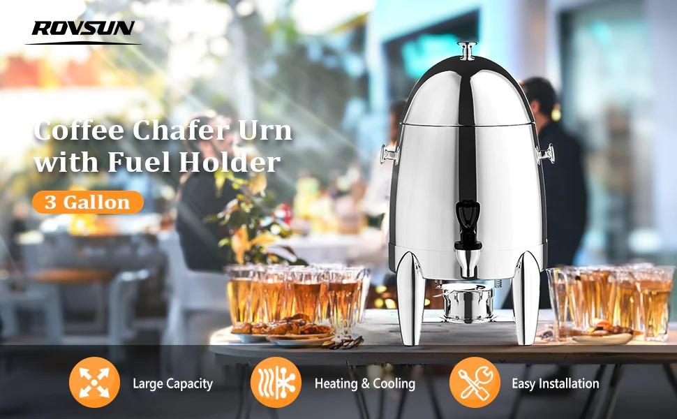 [TOP RATED - FLASH SALE] ROVSUN 3 Gallon Stainless Steel Coffee Chafer Urn with Fuel Holder