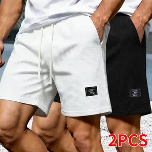 Set of 2 men’s corduroy shorts featuring a drawstring and elastic waistband; suitable for everyday wear, office, and gym. Men’s shorts, summer shorts, men.