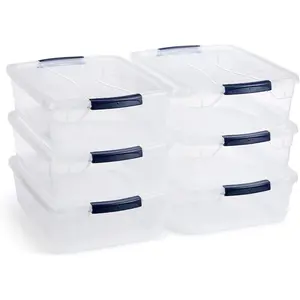 Cleverstore 17 Qt Clear Storage Bins with Latching Lids 6Pack Stackable BPAFree Made in USA