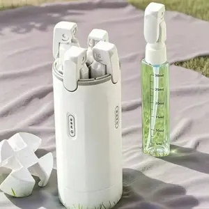 4-in-1 Leak-Proof Travel Dispenser Bottles Set - Refillable Round Plastic Organiser Containers for Shampoo, Conditioner, Body Wash, Compact Hygiene Toiletry Kit Organiser Tin