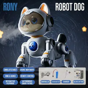 Meet RONY: The Ultimate Space Robot Dog Interactive Stunt Pet with Simulated Mist Bionic Moves Remote Control Prank Fun Gift Box
