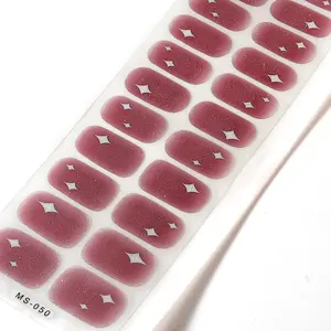 Flowery Series Gift: 22pcs Fashion Gel Nail Stickers - No UV/5-Minute Cure, Full Wraps Self-Adhesive Art Decals, Manicure & Nail Care - No UV Light Required, Assorted Colors