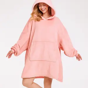 Lazy-Friendly Flannel Hoodie Warm Winter Sweatshirt TV Blanket Flannel Pullover Outdoor Thermal Pajamas for Couples Cozy Home Wear