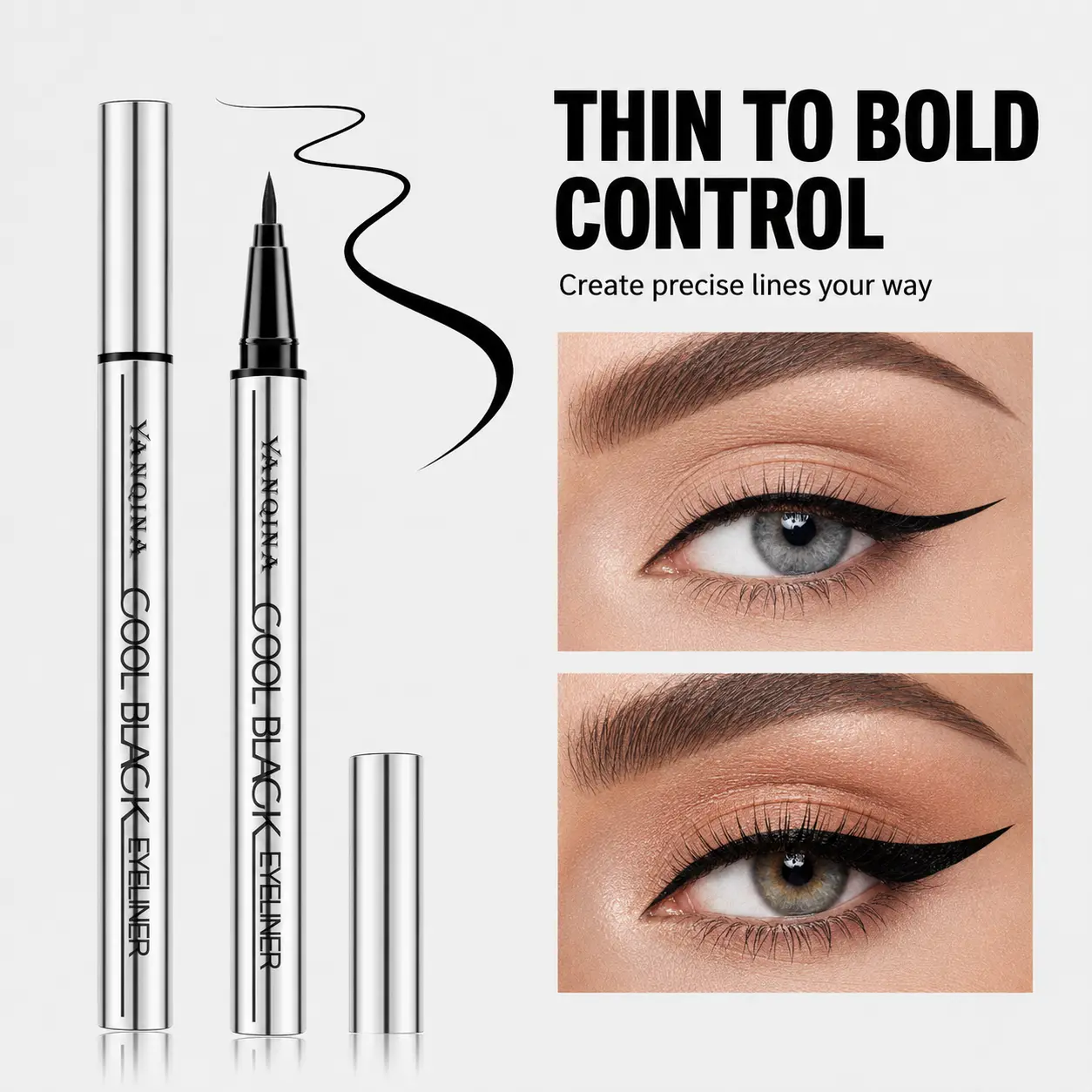Black eyeliner pen -24 hour anti smudge liquid eyeliner pen, waterproof, vegetable and non abusive, super smooth