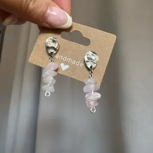 Stainless Steel Waterdrop stud with Rose Quartz