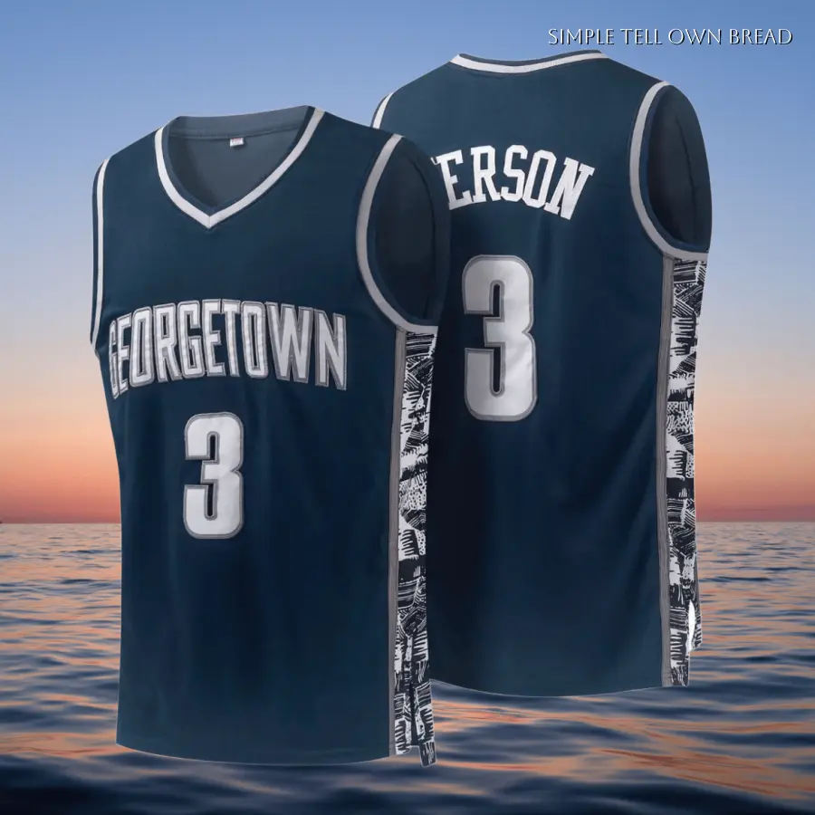 [FallFreshnesslIversen FranNy Men's BasketbalShirt Georgetown #3 Retro EmbroideredSleeveless Breathable Athletic Basketball Jersev