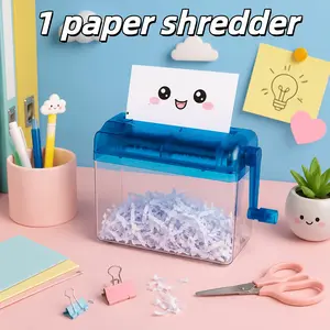 Manual Paper Shredder (1 or 2 Pack) – Mini Handheld Portable A6 Paper Shredder & Cutter – Compact Desktop Stationery Tool with 50.72oz Bin – Suitable for Office, School, and Home Use