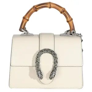 Pre-owned GUCCI leather Crossbody Bags Crystal Dionysus Bamboo Mystic White