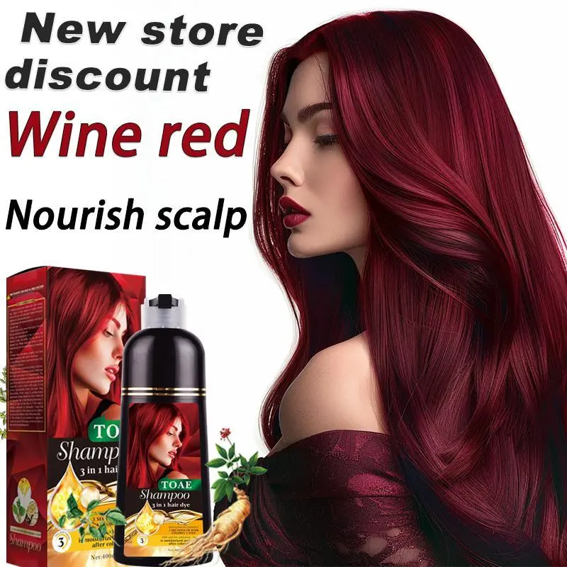 TOAE Hair Dye Shampoo 3 In 1 Herbal Hair Dye Color Shampoo Plant For Woman And Men Hair Dye For Gray And Dark Hair Wine Rend And Chestnut Brown And Golden brown And Black Four Colors Hair Dye Shampoo, Long Lasting & Coverage Nourish Scalp Haircare Mint