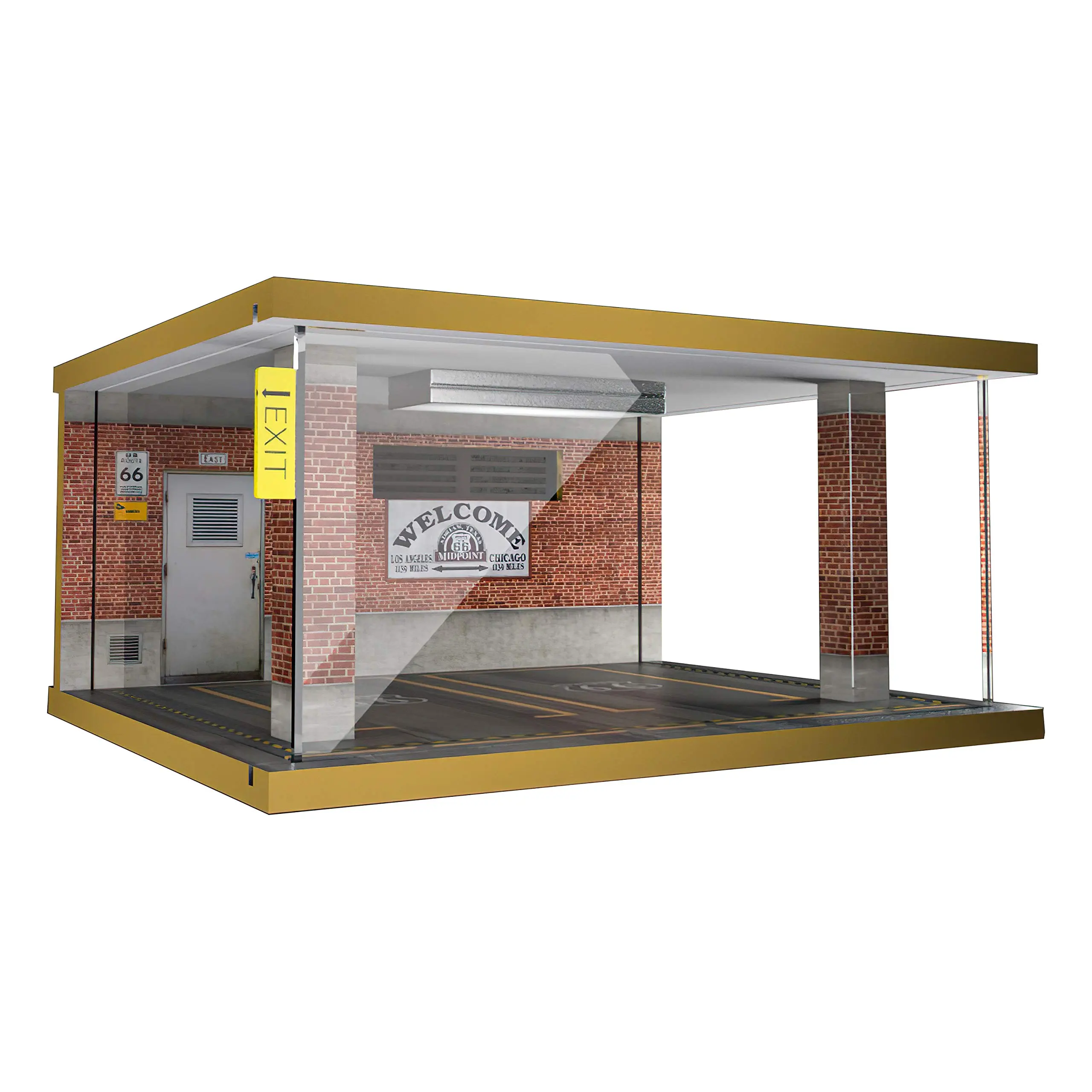 1/24 Scale Die-cast Car Garage Display Case with Clear Acrylic Cover and LED Lighting for 2 Parking Space