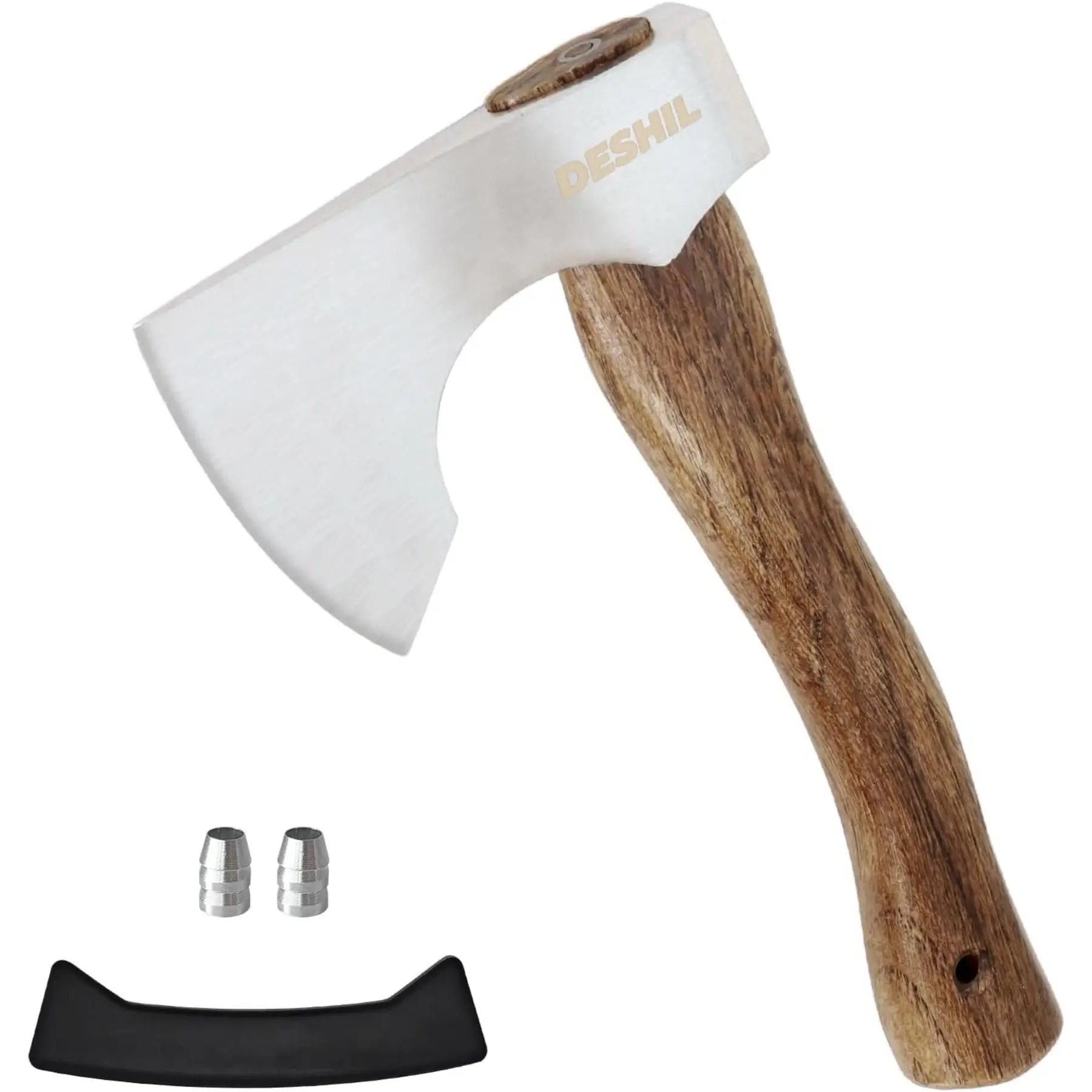 DESHIL 10 in Forged Carbon Steel Heat-Treated Camping Hatchet, Portable Wood Axe with Flat Poll Face & Protective Sheath, Hand Tool for Outdoor Survival & Firewood Splitting