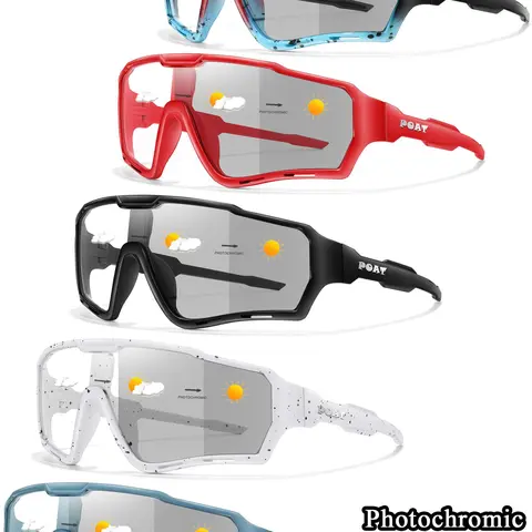 Unisex Photochromic Cycling Sunglasses, Biking Sunglasses, Outdoor Sports Wrap Around Sunglasses, Fashionable Sunglasses for Men & Women for Travel Use