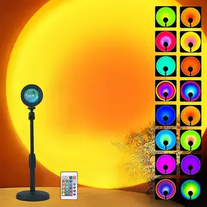 Sunset projector, sunset lamps with many style-changing functions, floor lamps with LED lights, bedroom decorative lamps, night lights, bedroom decorations suitable for party occasions, 360-degree rotating rainbow sunlight lamps