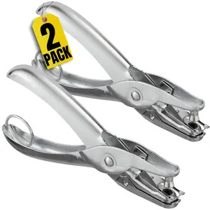 Single Hole Punch, Ticket 1-Hole Puncher- Metal Hole Punchers -  Hole Puncher Heavy Duty - 5 Sheet Capacity,  (2 Pack)