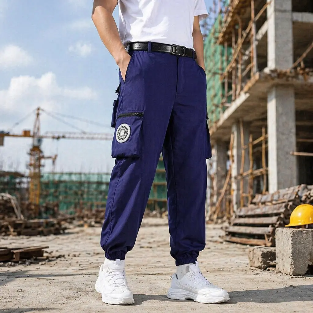Cooling Fan Work Pants with 20000mAh Battery, 18-24H Runtime, Air Conditioned Workwear, 6 Speed Cooling, Summer Construction Pants for Men S-2XL