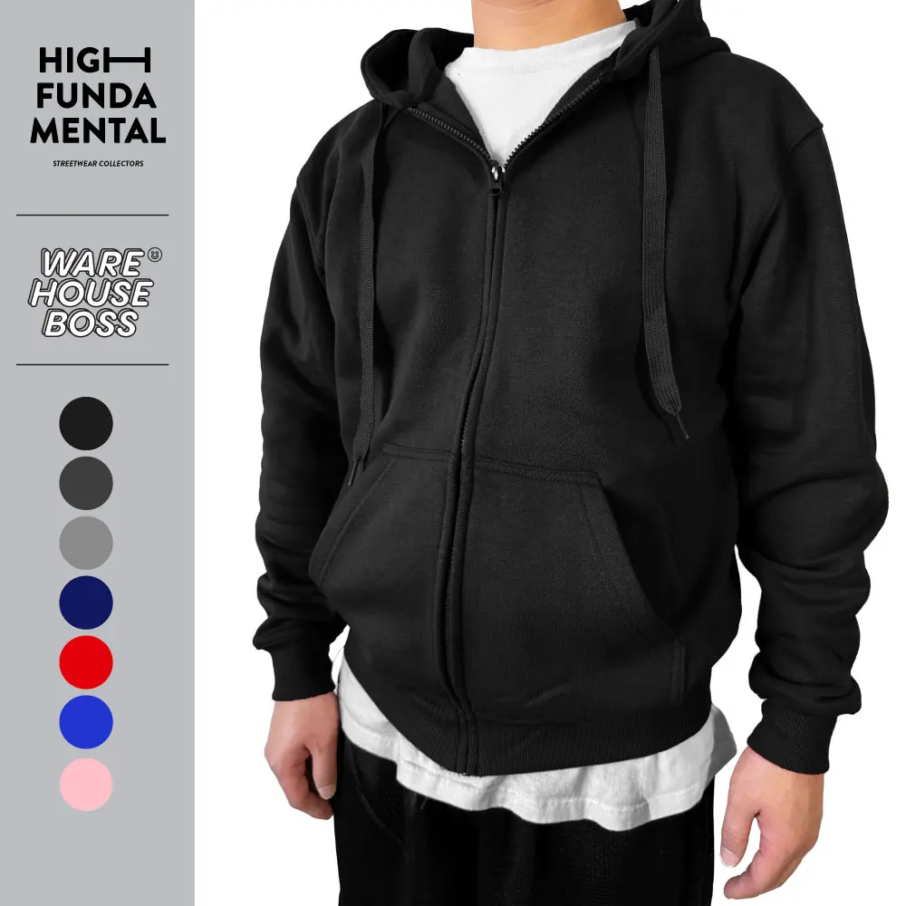 HIGHFUNDAMENTAL Unisex Comfort Full Zipper Hoodie HFM Hooded Full Zip Up Jacket Casual Fleece Jackets Warm Hip Hop Harem XS to 3XL