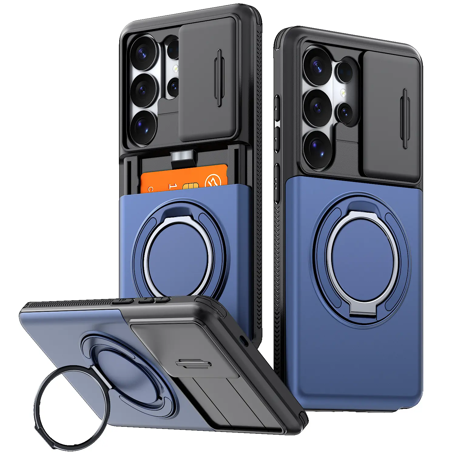 (Case & Nova.)Magnetic Phone Case with 360° Rotating Ring, Slide Camera Cover & Card Holder for Samsung Galaxy S26 Ultra, S25 Ultra, S24 Ultra Military Grade protective s23 s22 s21 fe stylish appearance shockproof slim, Accessories, Smartphone