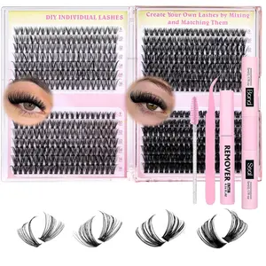 Individual False Eyelashes Kit, DIY Individual Lashes, 1 Box Natural Look Eyelash Extensions, Self Grafting Curl Eyelashes, Eye Makeup Enhancement False Eyelashes for Women & Girls