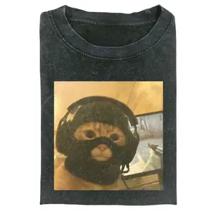 Gaming Cat With Headset Mask Shirt, Meme Cat Graphic Tee, Vintage Funny Gamer Tee, Cool Internet Cat Shirt, CSGO Gamer Cat Tee, Gift for Men, Gift for Women, Crew Neck T-shirt, Trending T-shirt