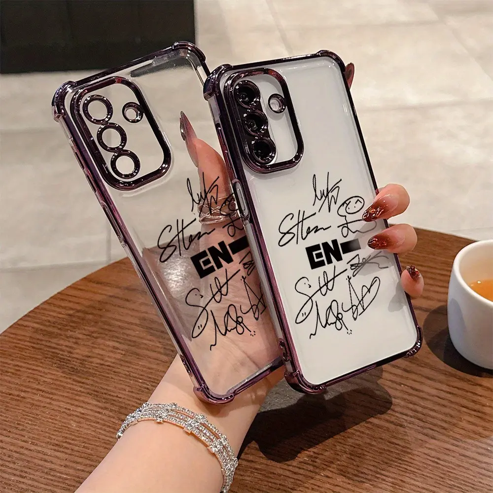 Phone case: Stylish Simple Signature Design E-ENHYPENS Phone Case Suitable for  Galaxy A26 A36 A55 A35 A06 A16 A05 A14 A24 A34 A54 A15 A05S A25 A23 A33 A53 A73 A13 A04e A04 A02 A22 A32 A52 A03 A12 A21s A31 A02s 4G 5G Anti Fall Transparent Soft Back, Acces