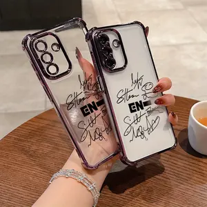 Phone case: Stylish Simple Signature Design E-ENHYPENS Phone Case Suitable for  Galaxy A26 A36 A55 A35 A06 A16 A05 A14 A24 A34 A54 A15 A05S A25 A23 A33 A53 A73 A13 A04e A04 A02 A22 A32 A52 A03 A12 A21s A31 A02s 4G 5G Anti Fall Transparent Soft Back